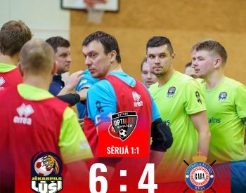 Jēkabpils Lūši/ Ošukalns Telpu futbola komanda izlīdzina rezultātu virslīgas pusfinālā